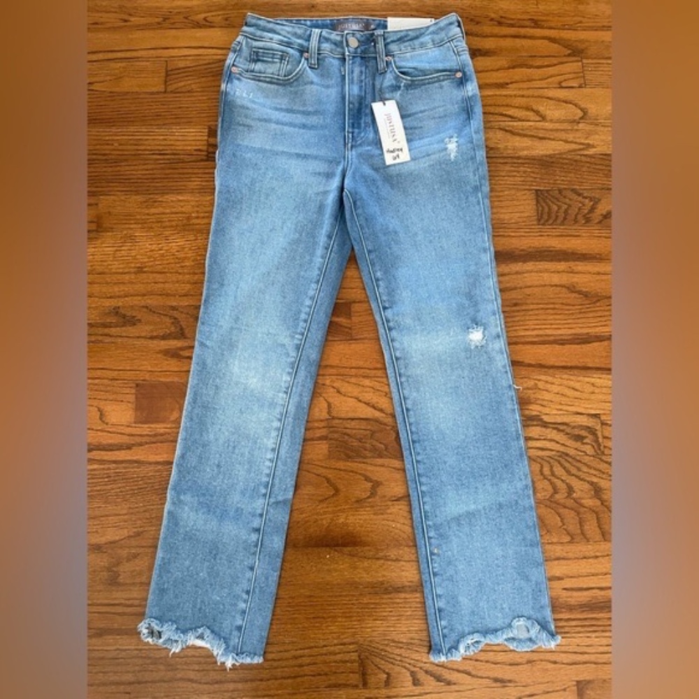 Just USA Hadley High Rise Straight with Uneven Medium Denim JP125 Women’s Sz 4
